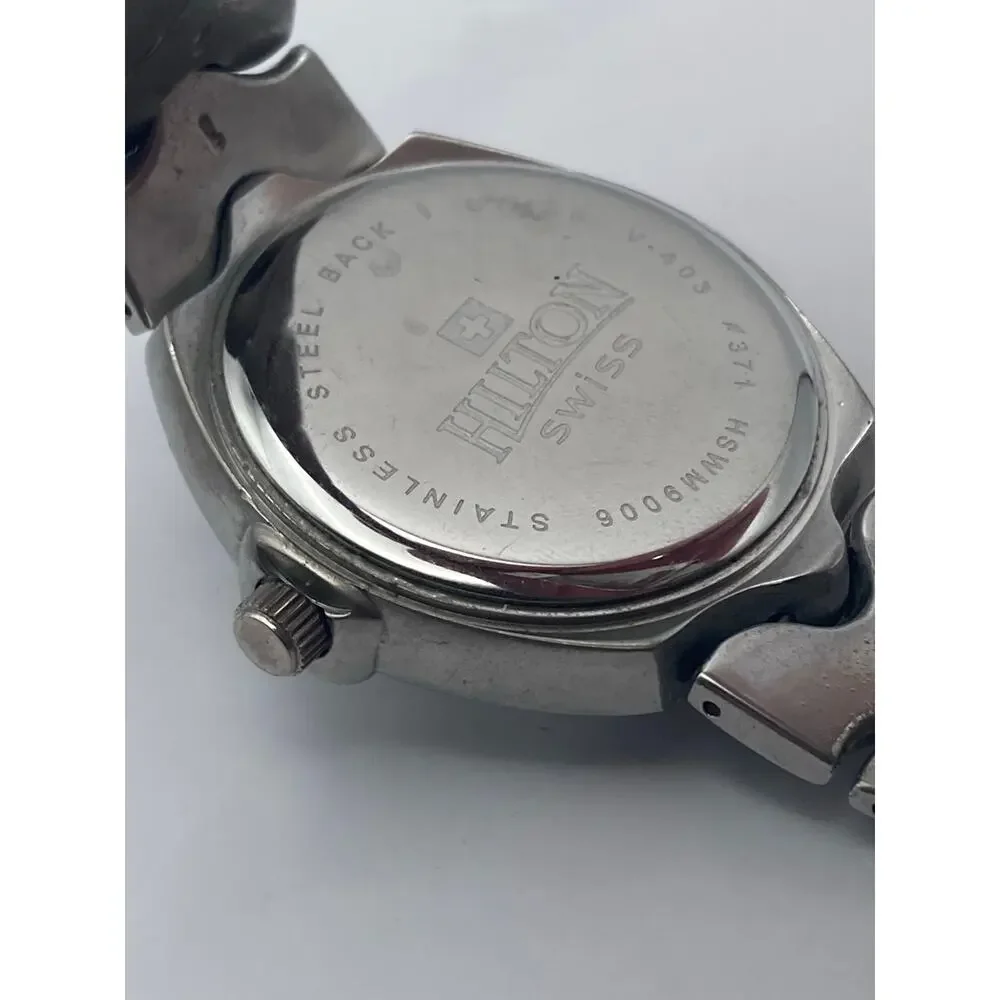 Swiss Watch Hilton Men's 39mm - Stainless Steel - New Battery - Date -Wrist 7